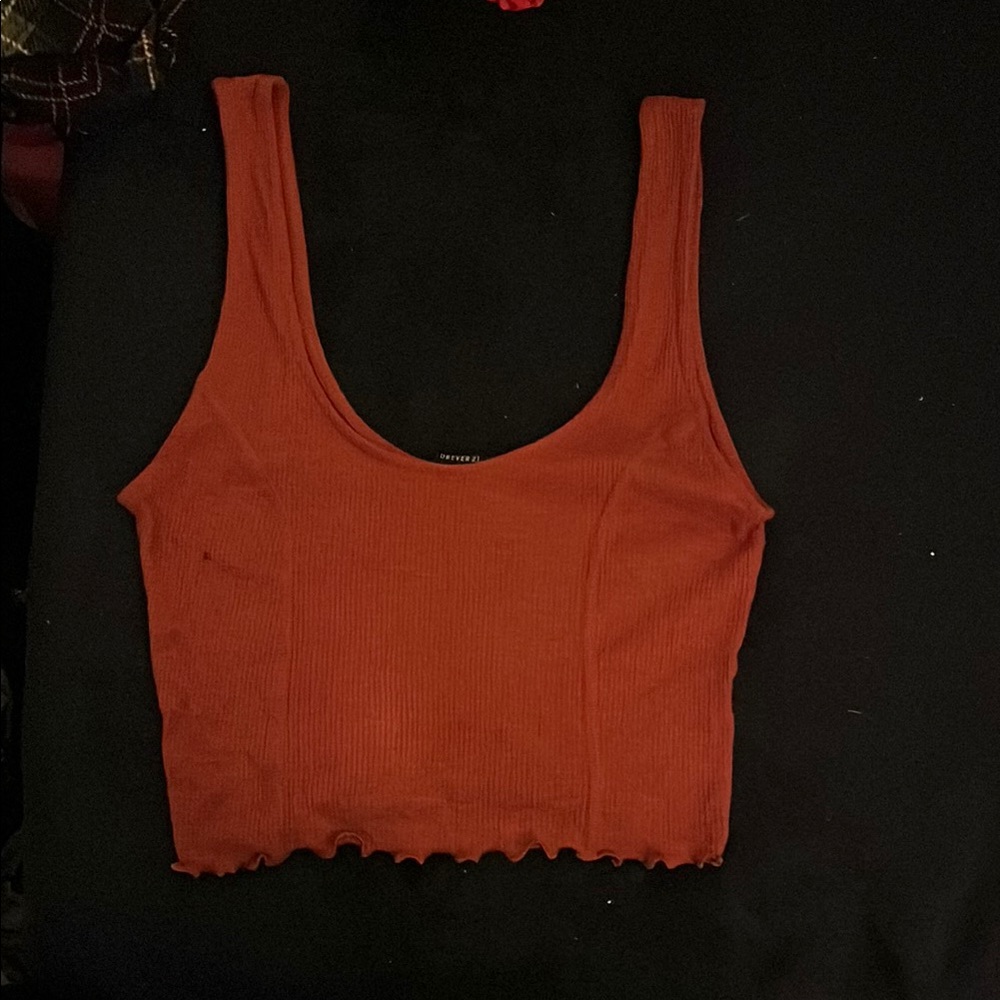 Orange Ribbed Crop Top